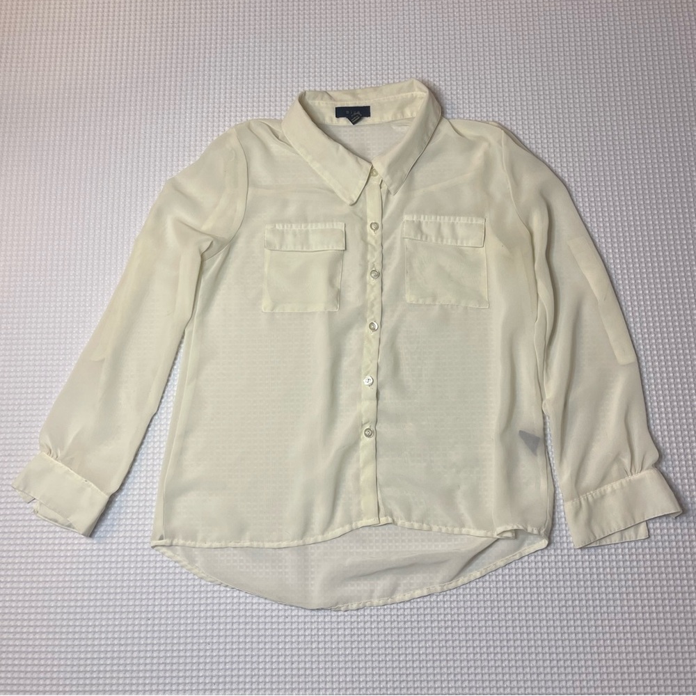Boho Shear Long Sleeve Button Down Top - Size Medium